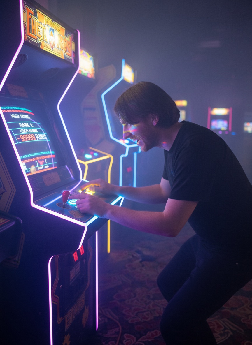 Arcade High Score AI effect example for business card photo