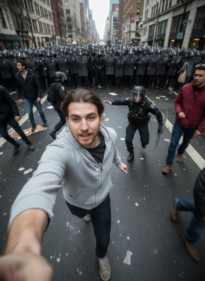 Cause a Riot AI effect example for youtube thumbnail