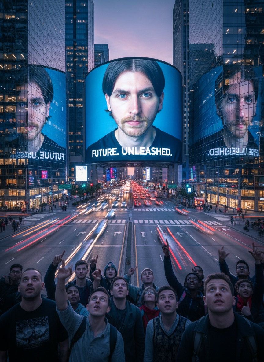 City Billboard Takeover AI effect example for gaming avatar