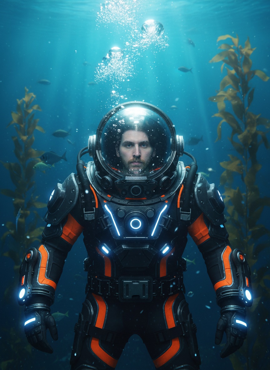 Deep Sea Diver AI effect example for business card photo