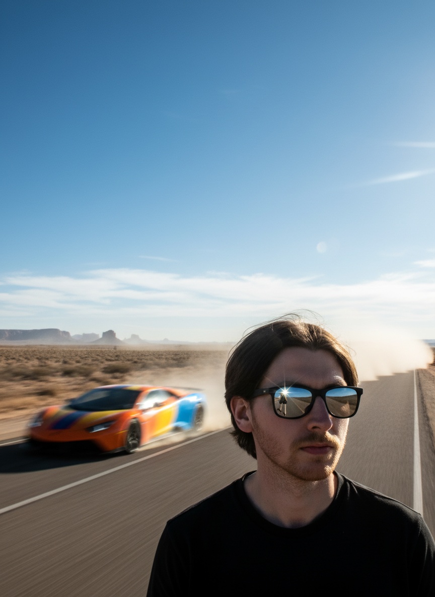 Desert Supercar Chase AI effect example for gaming avatar