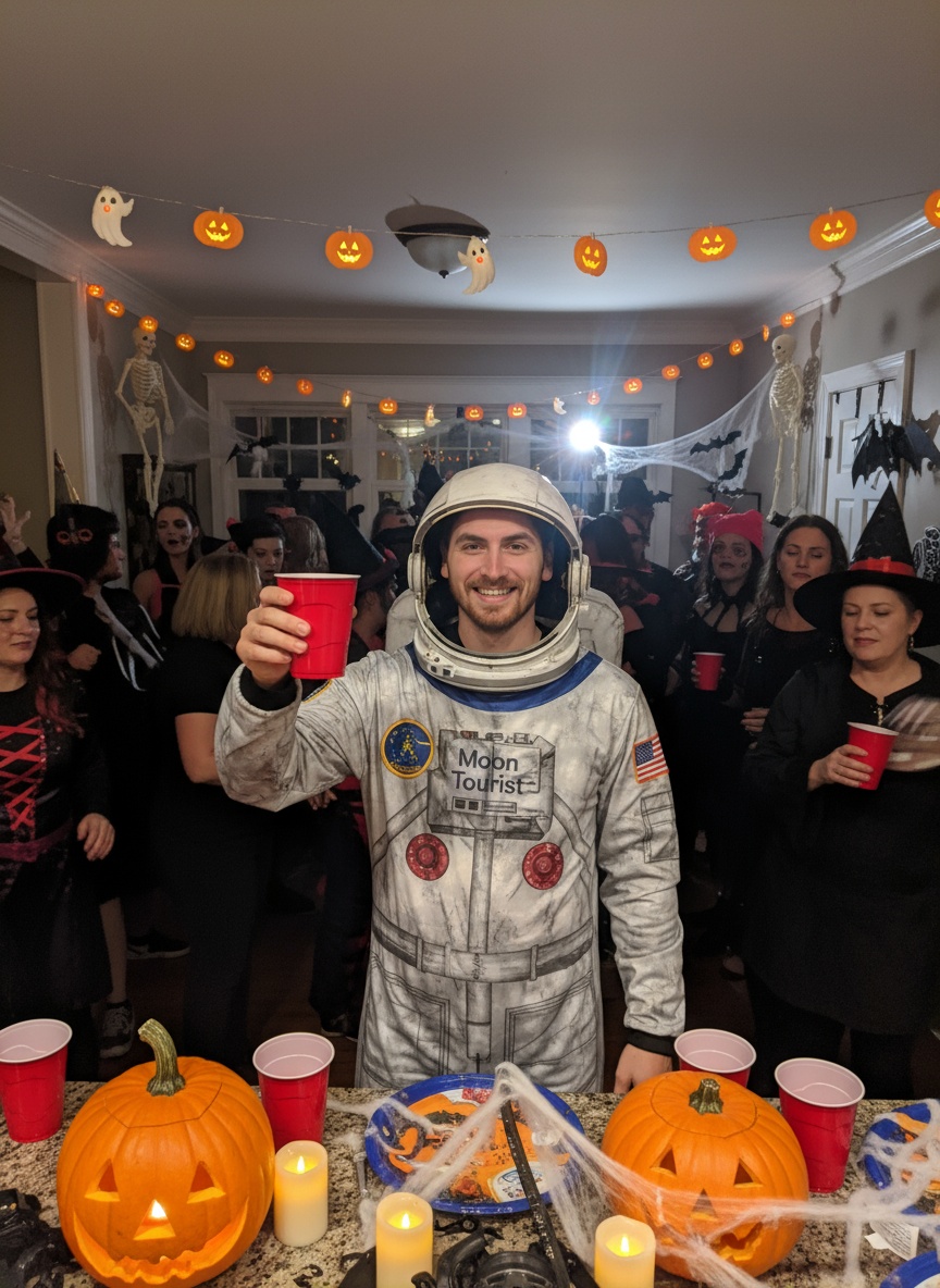 Halloween House Party AI effect example for linkedin headshots
