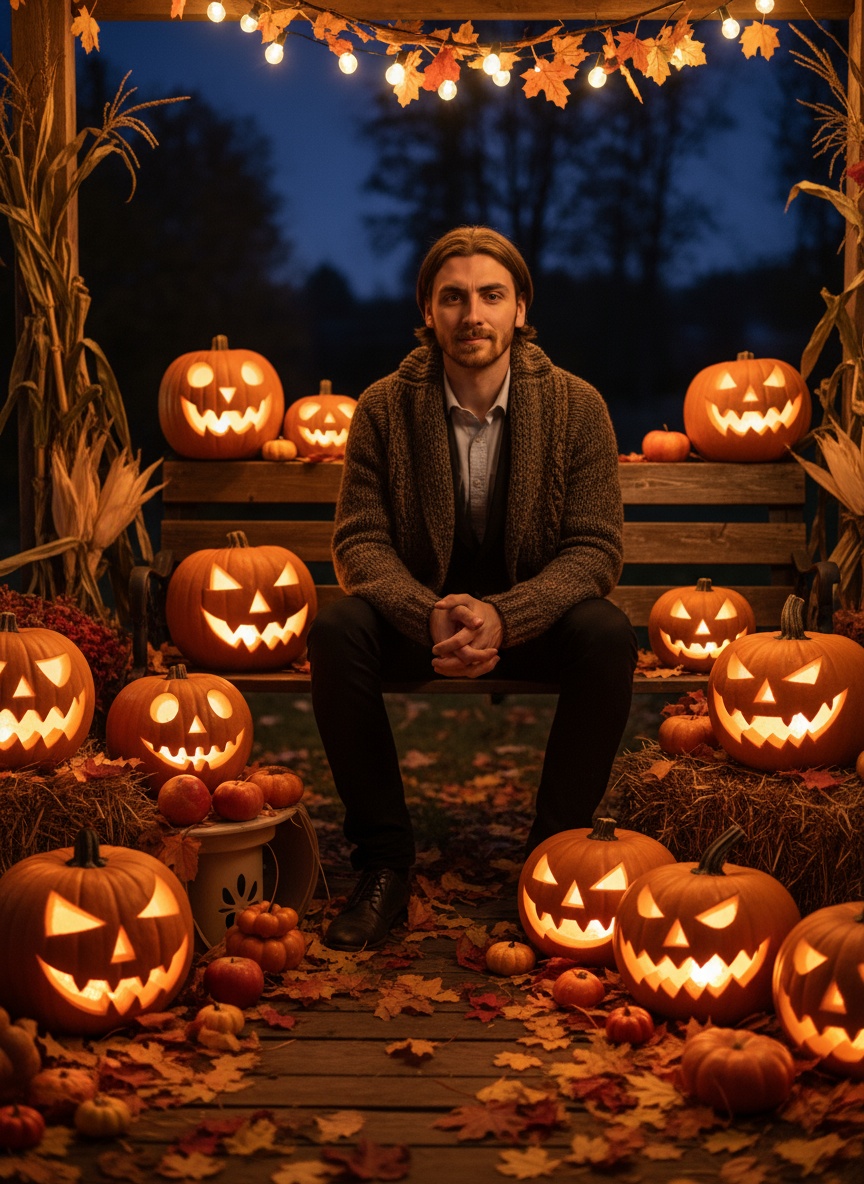 Jack-o'-Lantern Glow AI effect example for dating profile