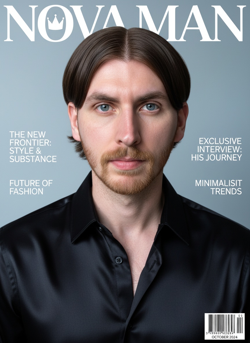Magazine Cover Glow AI effect example for business card photo