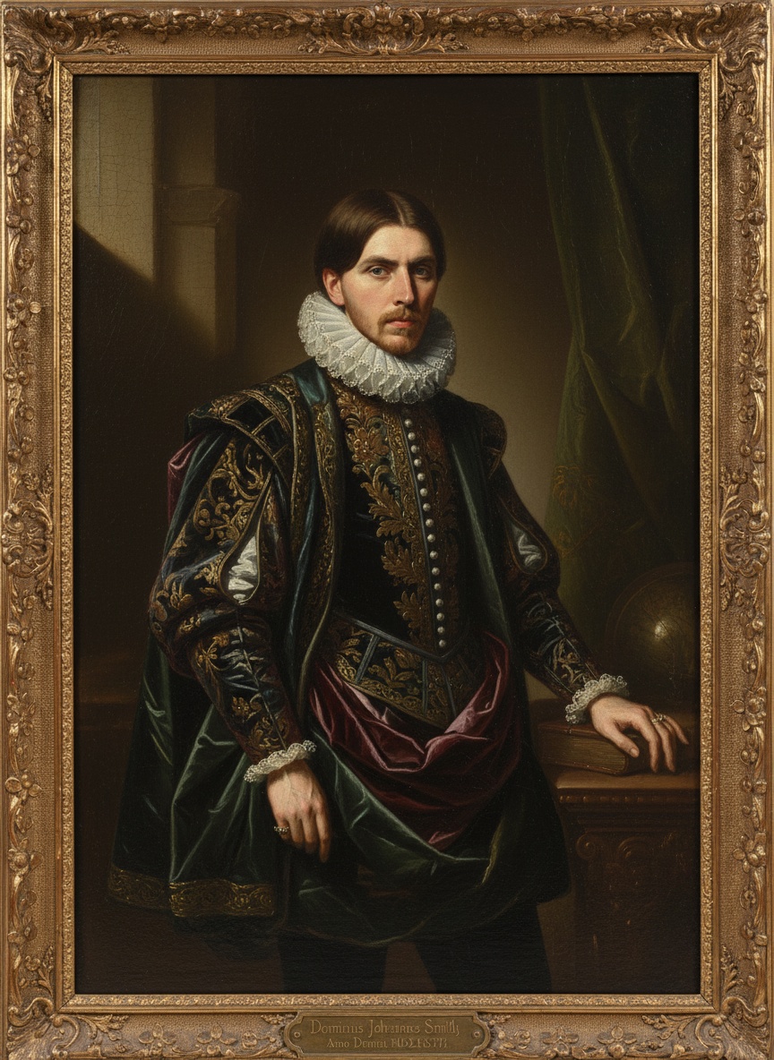 Renaissance Oil Portrait AI effect example for business card photo