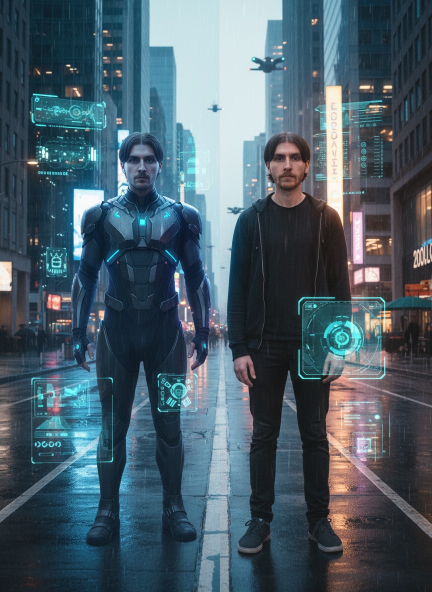 Time Split Double AI effect example for twitter header