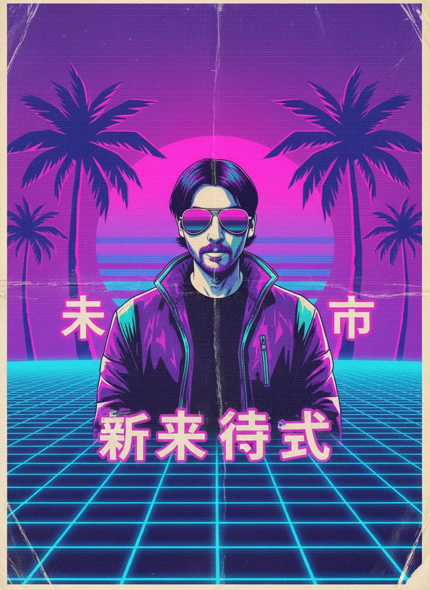 Vaporwave Poster AI effect example for dating profile