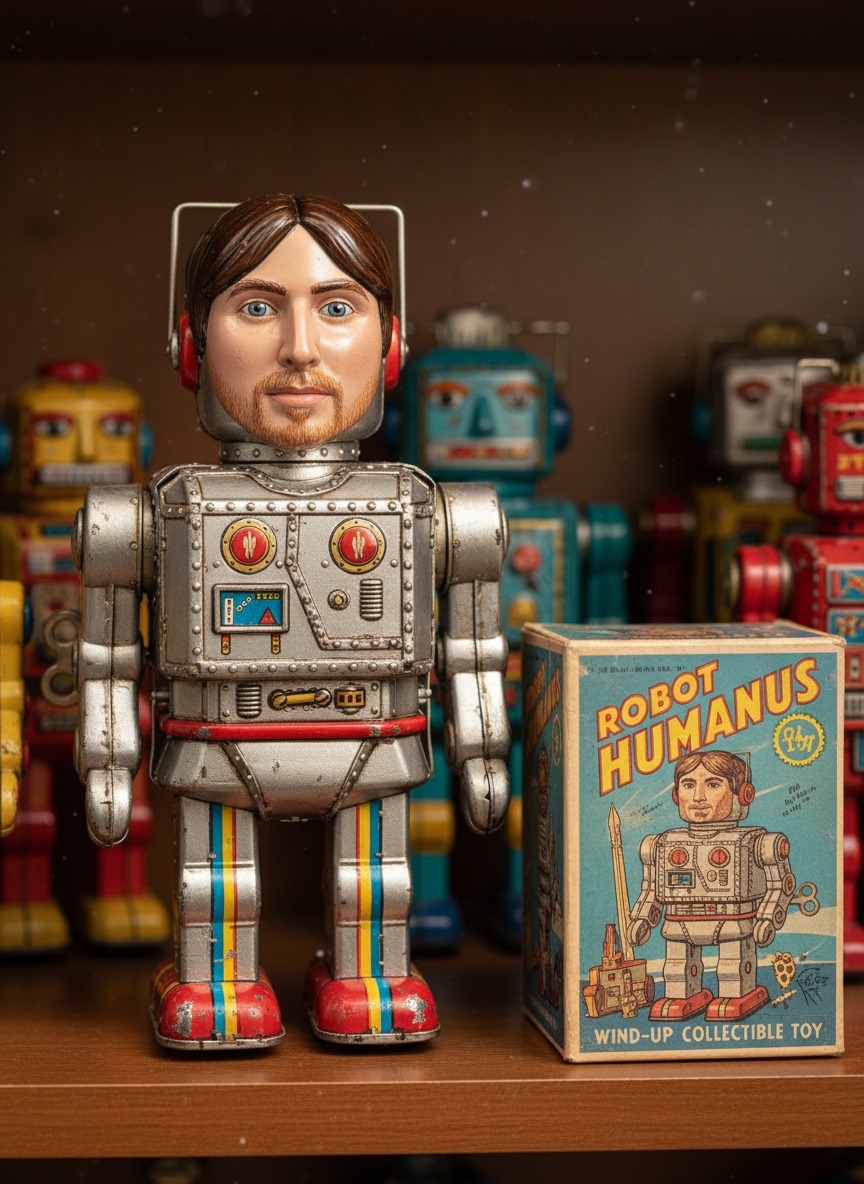 Vintage Tin Robot AI effect example for gaming avatar