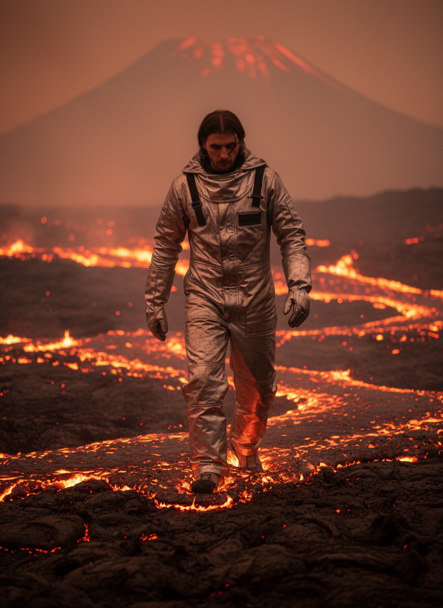 Volcanic Lava Walk AI effect example for gaming avatar
