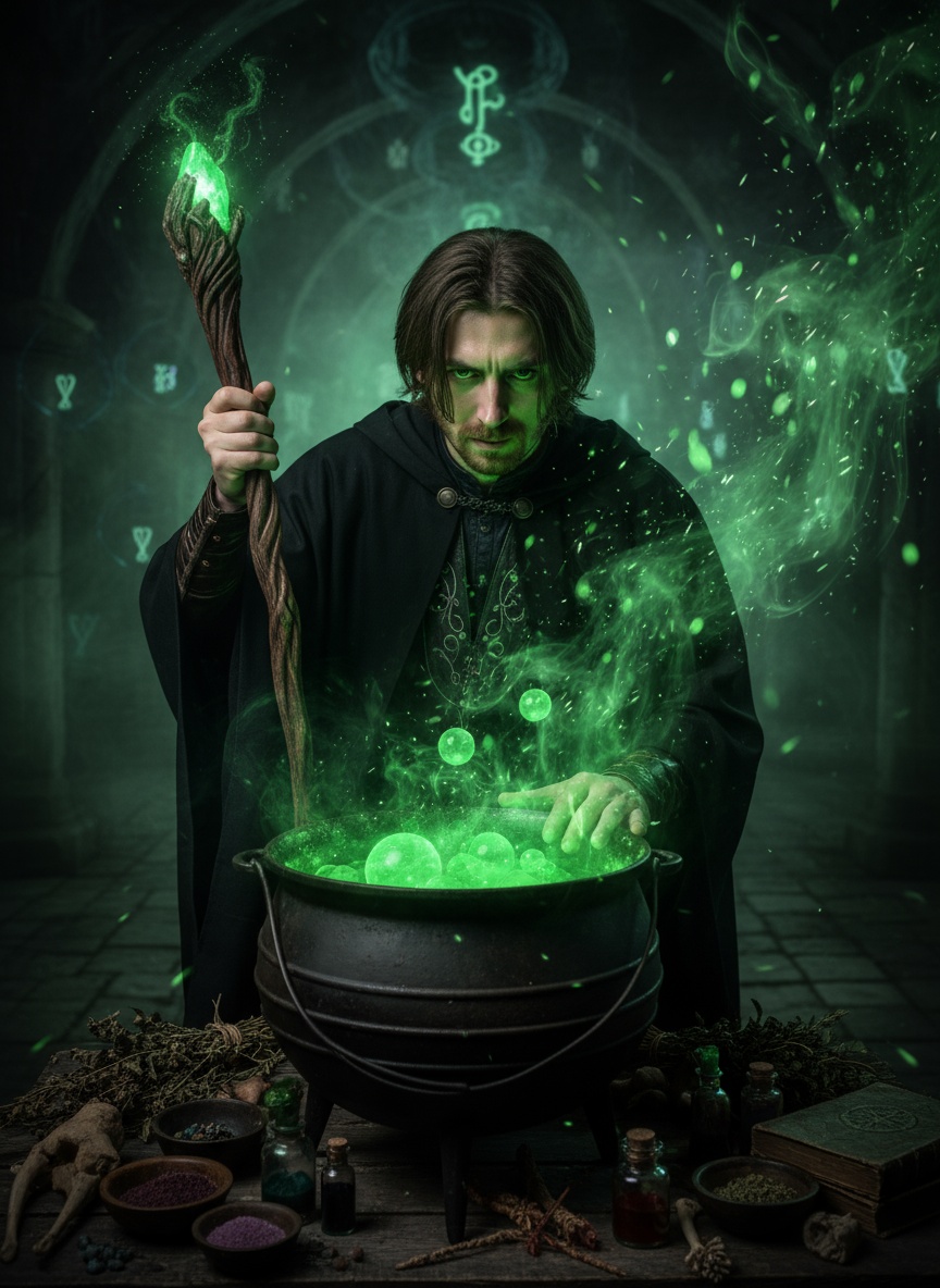 Witch's Brew Cauldron AI effect example for dating profile