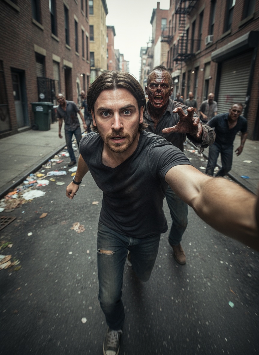 Zombie Apocalypse AI effect example for business card photo